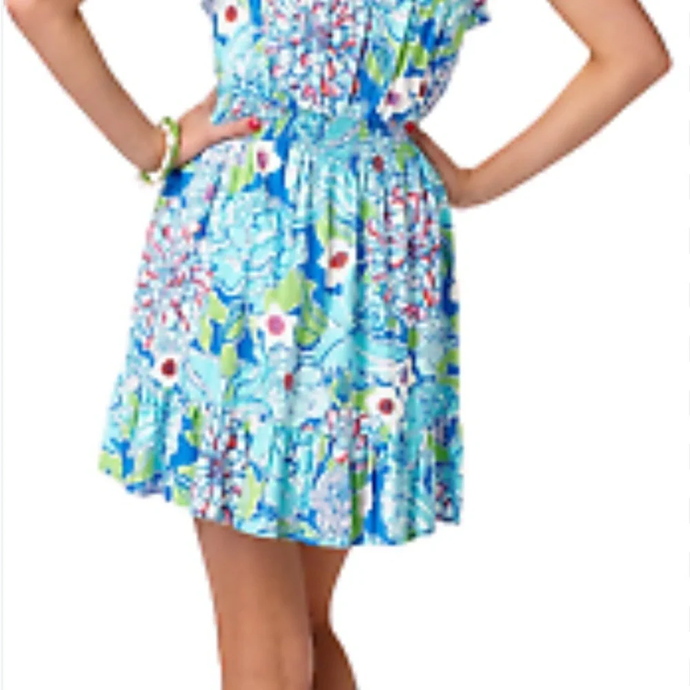 Lily Pulitzer Quincy Strapless Dress - Blue and Green NWT - Picture 4 of 9
